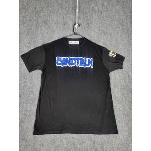Band Talk Graphic T Shirt Men Sz XL Black Blue Logo Streetwear Short Sleeve Tee